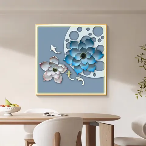 繁花 单幅 装饰画 现代简约 客厅背景墙挂画 LED带灯画