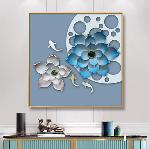 繁花 单幅 装饰画 现代简约 客厅背景墙挂画 LED带灯画
