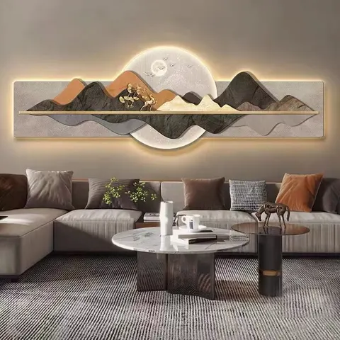 抽象 单幅 装饰画 现代简约 客厅背景墙挂画 LED带灯画