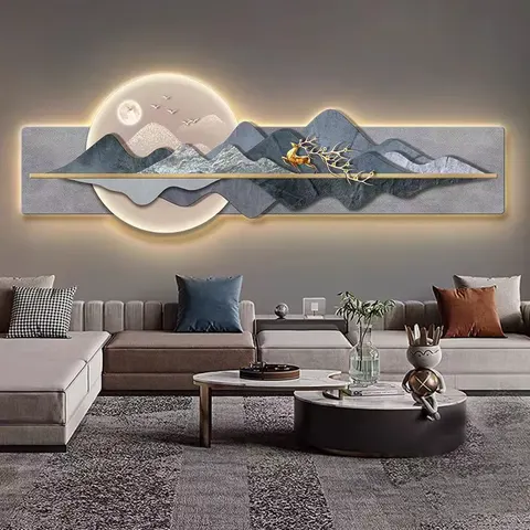 抽象 单幅 装饰画 现代简约 客厅背景墙挂画 LED带灯画