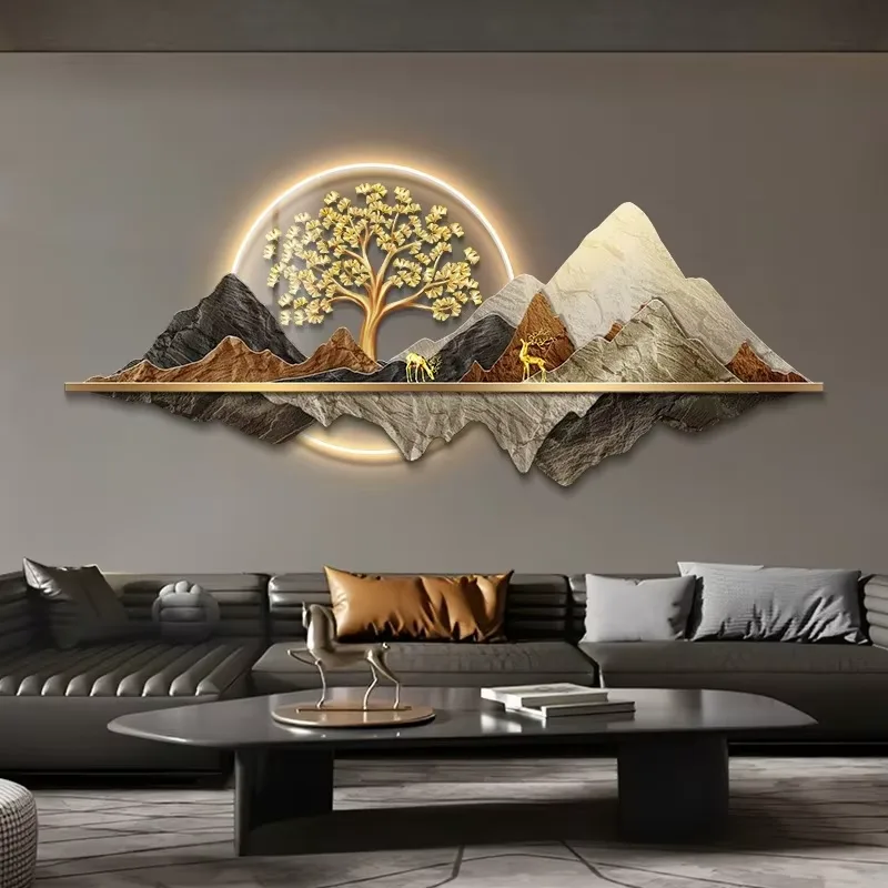 抽象 单幅 装饰画 现代简约 客厅背景墙挂画 LED带灯画