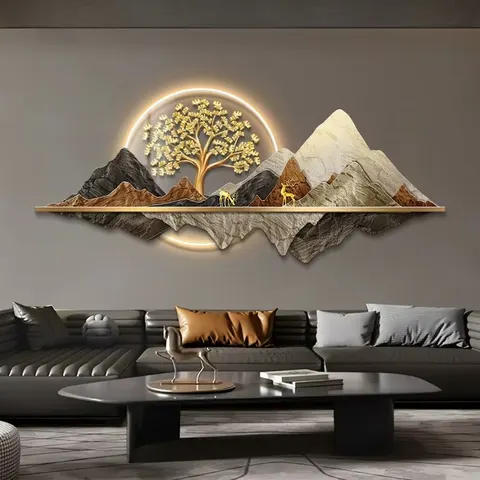 抽象 单幅 装饰画 现代简约 客厅背景墙挂画 LED带灯画