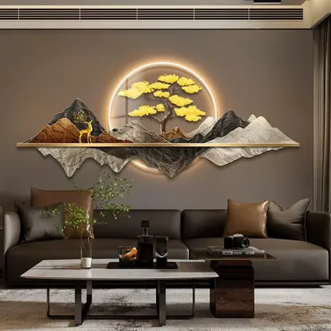 抽象 单幅 装饰画 现代简约 客厅背景墙挂画 LED带灯画