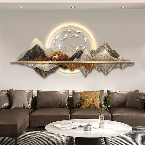 抽象 单幅 装饰画 现代简约 客厅背景墙挂画 LED带灯画