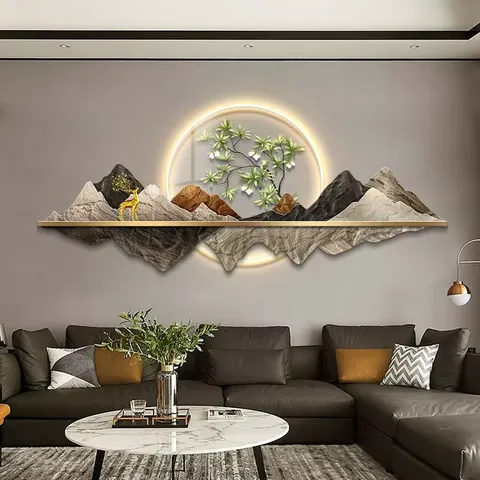 抽象 单幅 装饰画 现代简约 客厅背景墙挂画 LED带灯画