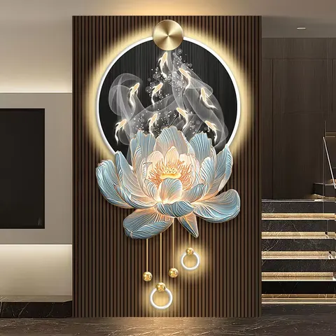 繁花 单幅 装饰画 现代简约 客厅背景墙挂画 LED带灯画