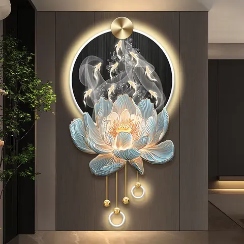 繁花 单幅 装饰画 现代简约 客厅背景墙挂画 LED带灯画