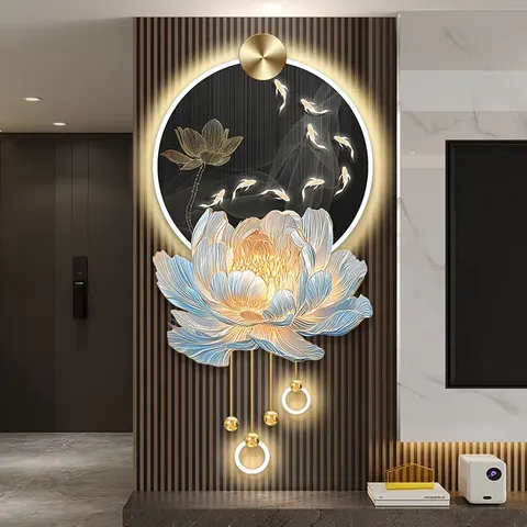 繁花 单幅 装饰画 现代简约 客厅背景墙挂画 LED带灯画