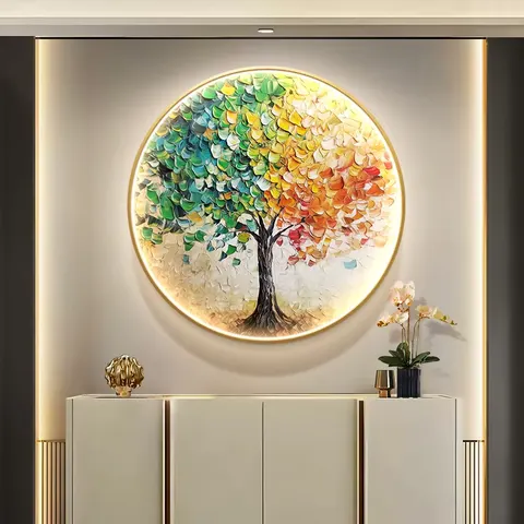 植物 单幅 装饰画 现代简约 玄关背景墙挂画 LED带灯画
