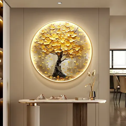 植物 单幅 装饰画 现代简约 玄关背景墙挂画 LED带灯画
