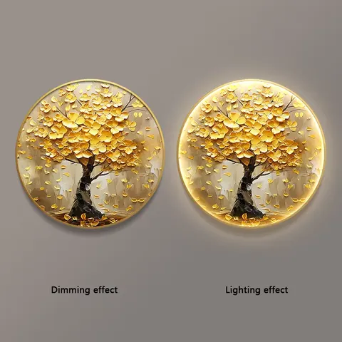 植物 单幅 装饰画 现代简约 玄关背景墙挂画 LED带灯画