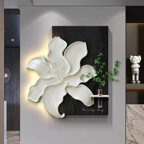 植物 单幅 装饰画 现代简约 客厅背景墙挂画 LED带灯画