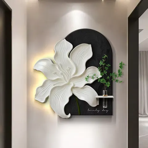 植物 单幅 装饰画 现代简约 客厅背景墙挂画 LED带灯画