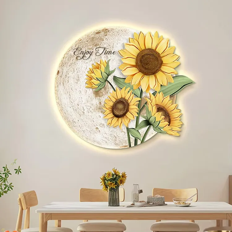 繁花 单幅 装饰画 现代简约 餐厅背景墙挂画 LED带灯画