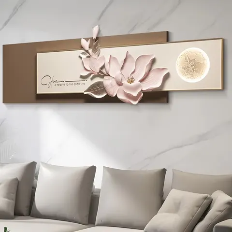 繁花 单幅 装饰画 现代简约 客厅背景墙挂画 砂岩浮雕