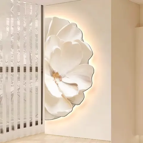 繁花 单幅 装饰画 现代简约 玄关背景墙挂画 LED带灯画