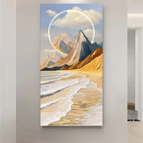 山水 单幅 装饰画 现代简约 玄关背景墙挂画 砂岩浮雕