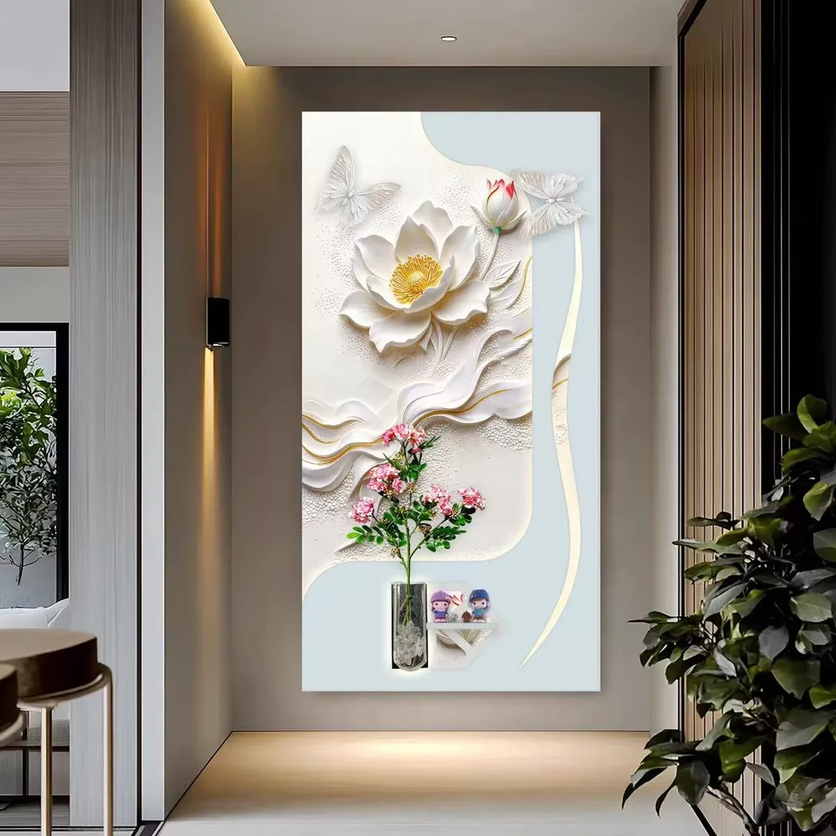 山水 单幅 装饰画 现代简约 玄关背景墙挂画 砂岩浮雕