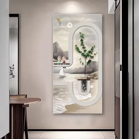 山水 单幅 装饰画 现代简约 玄关背景墙挂画 砂岩浮雕