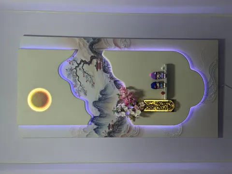 山水 单幅 装饰画 现代简约 玄关背景墙挂画 砂岩浮雕
