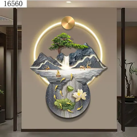 山水 单幅 装饰画 现代简约 客厅背景墙挂画 晶瓷画
