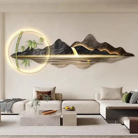 抽象 单幅 装饰画 现代简约 客厅背景墙挂画 LED带灯画