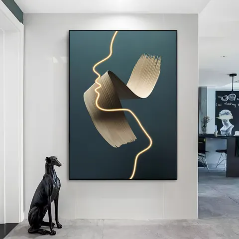 抽象 单幅 装饰画 现代简约 玄关背景墙挂画 LED带灯画