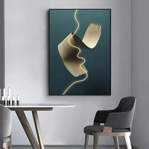 抽象 单幅 装饰画 现代简约 玄关背景墙挂画 LED带灯画