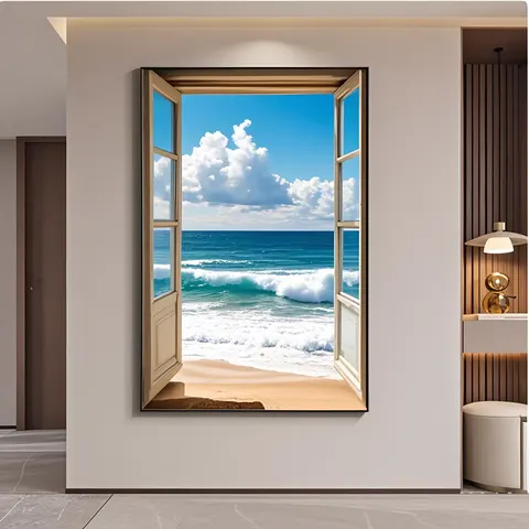 山水 单幅 装饰画 现代简约 客厅背景墙挂画 晶瓷画