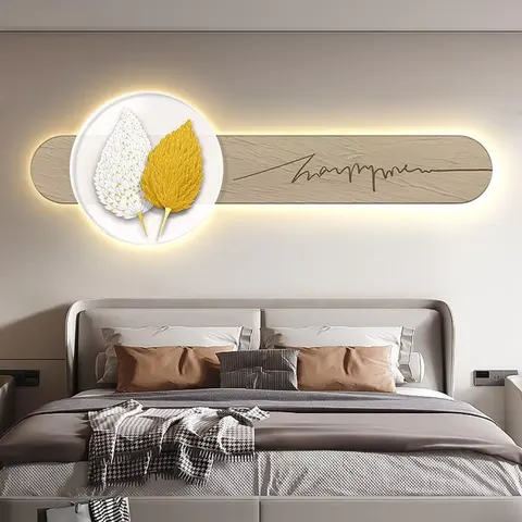 羽毛 单幅 装饰画 现代简约 卧室背景墙挂画 LED带灯画