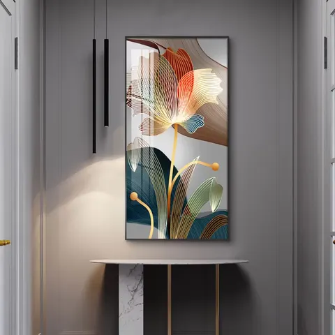 繁花 单幅 装饰画 轻奢风 客厅背景墙挂画 晶瓷画