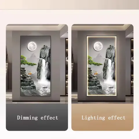山水 单幅 装饰画 现代简约 客厅背景墙挂画 LED带灯画