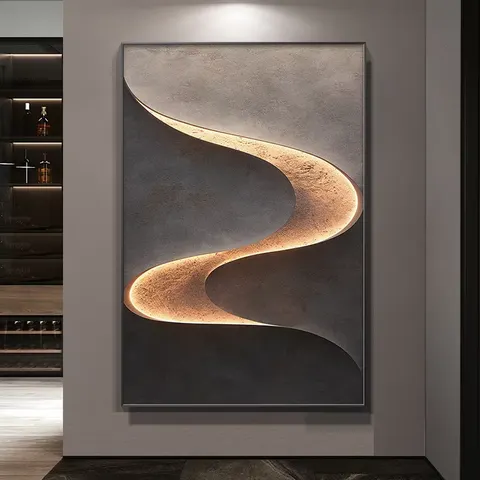 抽象 单幅 装饰画 欧式 玄关背景墙挂画 LED带灯画