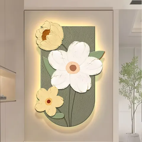 抽象 单幅 装饰画 轻奢风 玄关背景墙挂画 LED带灯画
