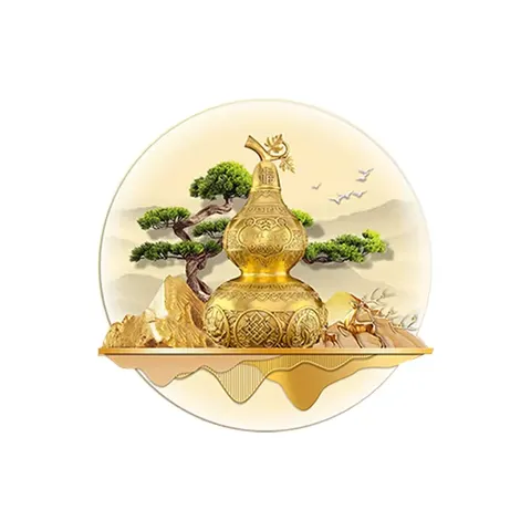 山水 单幅 装饰画 现代简约 餐厅背景墙挂画 LED带灯画