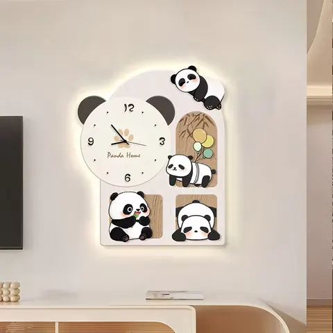 挂钟组合 单幅 装饰画 现代简约 餐厅背景墙挂画 LED带灯画