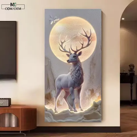 城市 单幅 装饰画 现代简约 玄关背景墙挂画 LED带灯画