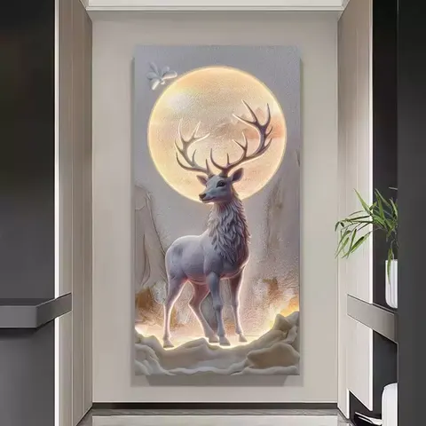 城市 单幅 装饰画 现代简约 玄关背景墙挂画 LED带灯画