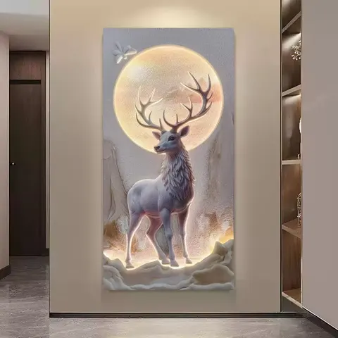 城市 单幅 装饰画 现代简约 玄关背景墙挂画 LED带灯画