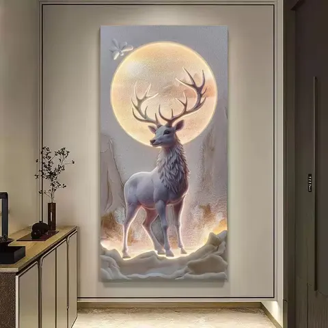 城市 单幅 装饰画 现代简约 玄关背景墙挂画 LED带灯画