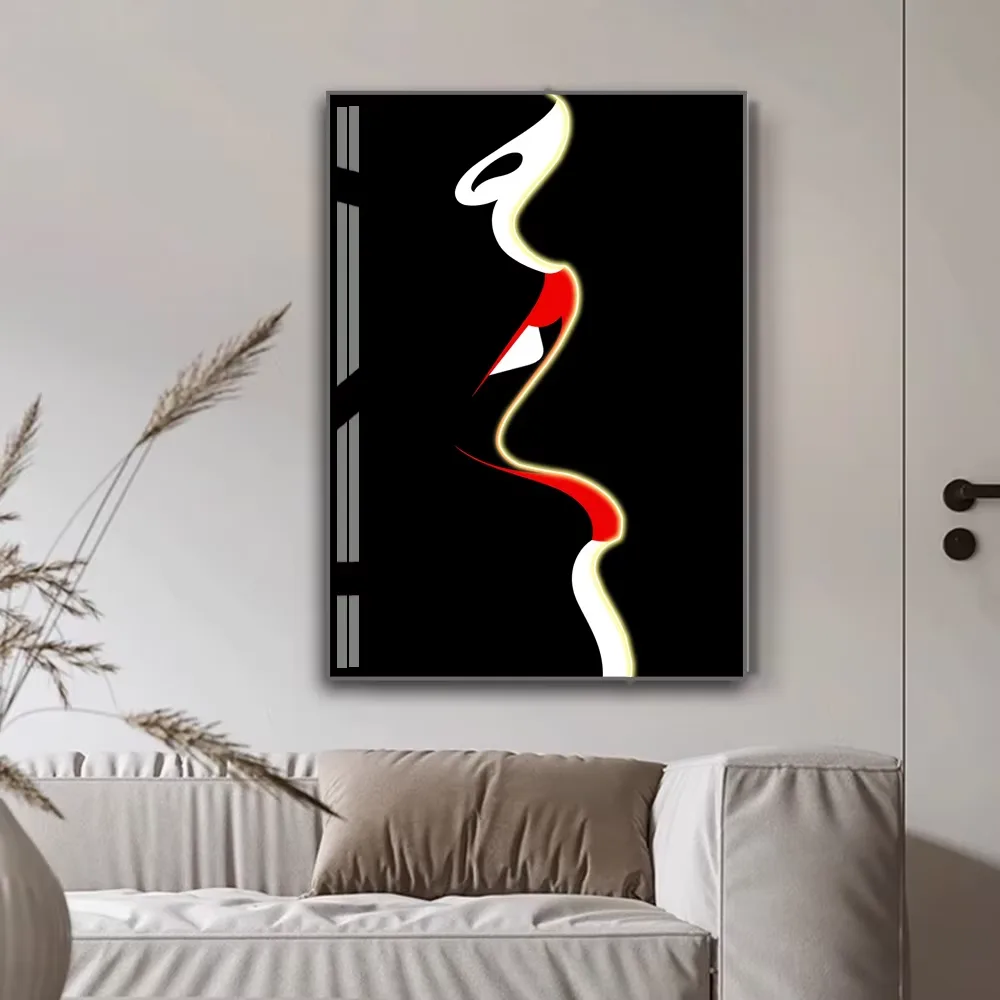 抽象 单幅 装饰画 现代简约 客厅背景墙挂画 LED带灯画