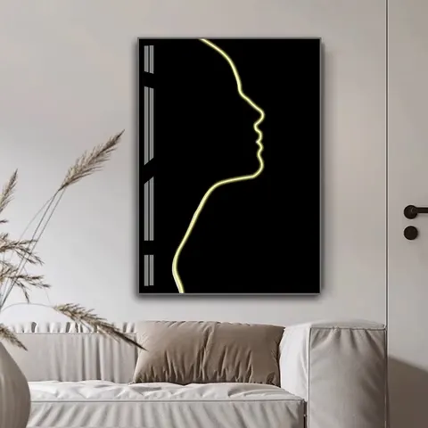 抽象 单幅 装饰画 现代简约 客厅背景墙挂画 LED带灯画