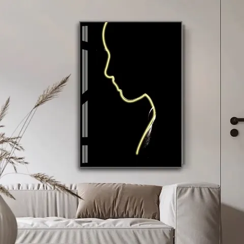 抽象 单幅 装饰画 现代简约 客厅背景墙挂画 LED带灯画