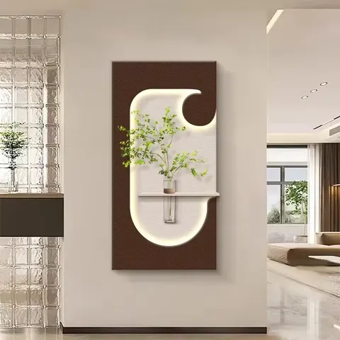 植物 单幅 装饰画 现代简约 玄关背景墙挂画 LED带灯画