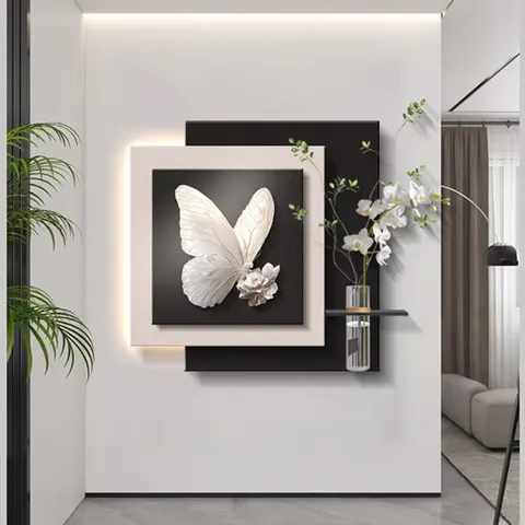 植物 单幅 装饰画 轻奢风 餐厅背景墙挂画 LED带灯画