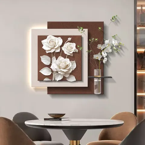 植物 单幅 装饰画 轻奢风 餐厅背景墙挂画 LED带灯画