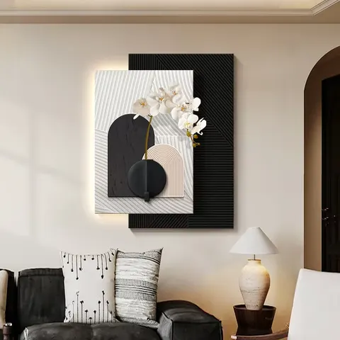 城市 单幅 装饰画 现代简约 客厅背景墙挂画 LED带灯画