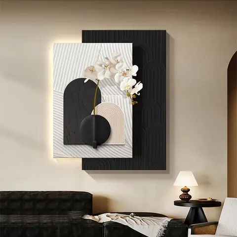 城市 单幅 装饰画 现代简约 客厅背景墙挂画 LED带灯画