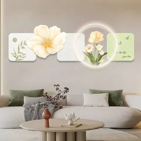城市 单幅 装饰画 现代简约 客厅背景墙挂画 LED带灯画