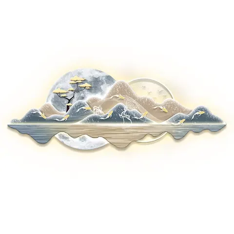 锦鲤 单幅 装饰画 现代简约 客厅背景墙挂画 LED带灯画